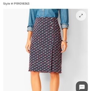 Talbots Boucle Skirt Red Navy White Women's Size 16 NWT